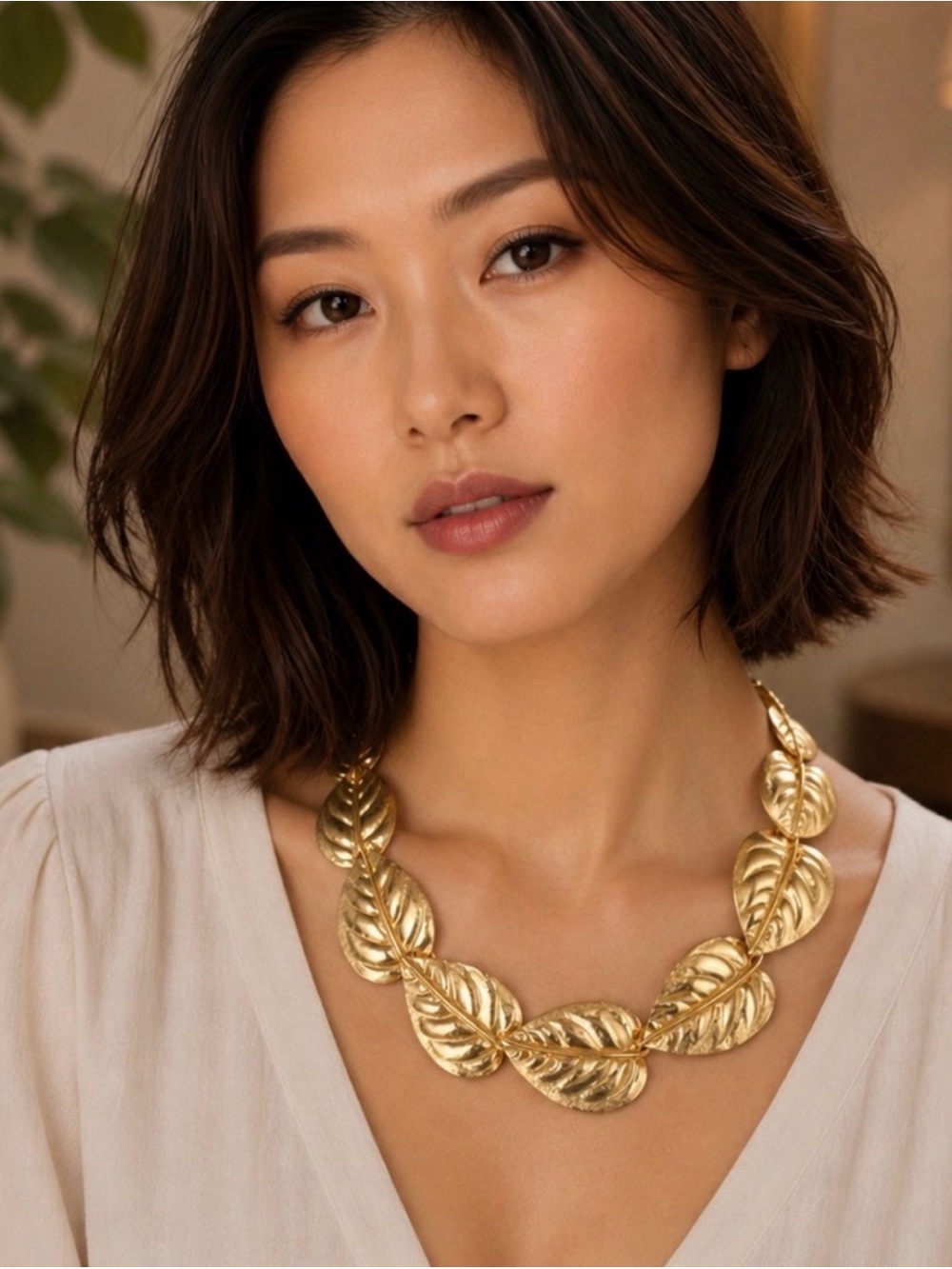 TRIFARI Vintage Graduated Gold-tone Leaf Statement Necklace